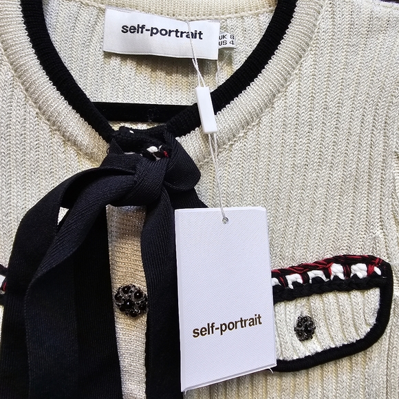 Self-Portrait Cream Knit Mini Dress - size small - Picture 6 of 16